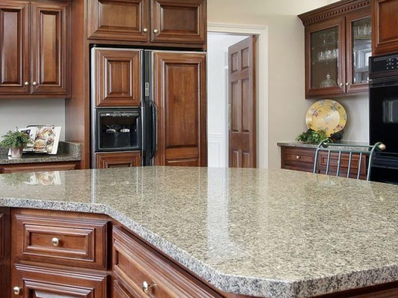 Granite counters featuring a natural soft beige color.