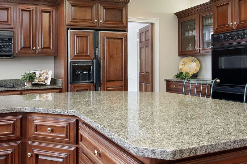 granite kitchen countertop with trimmed edges