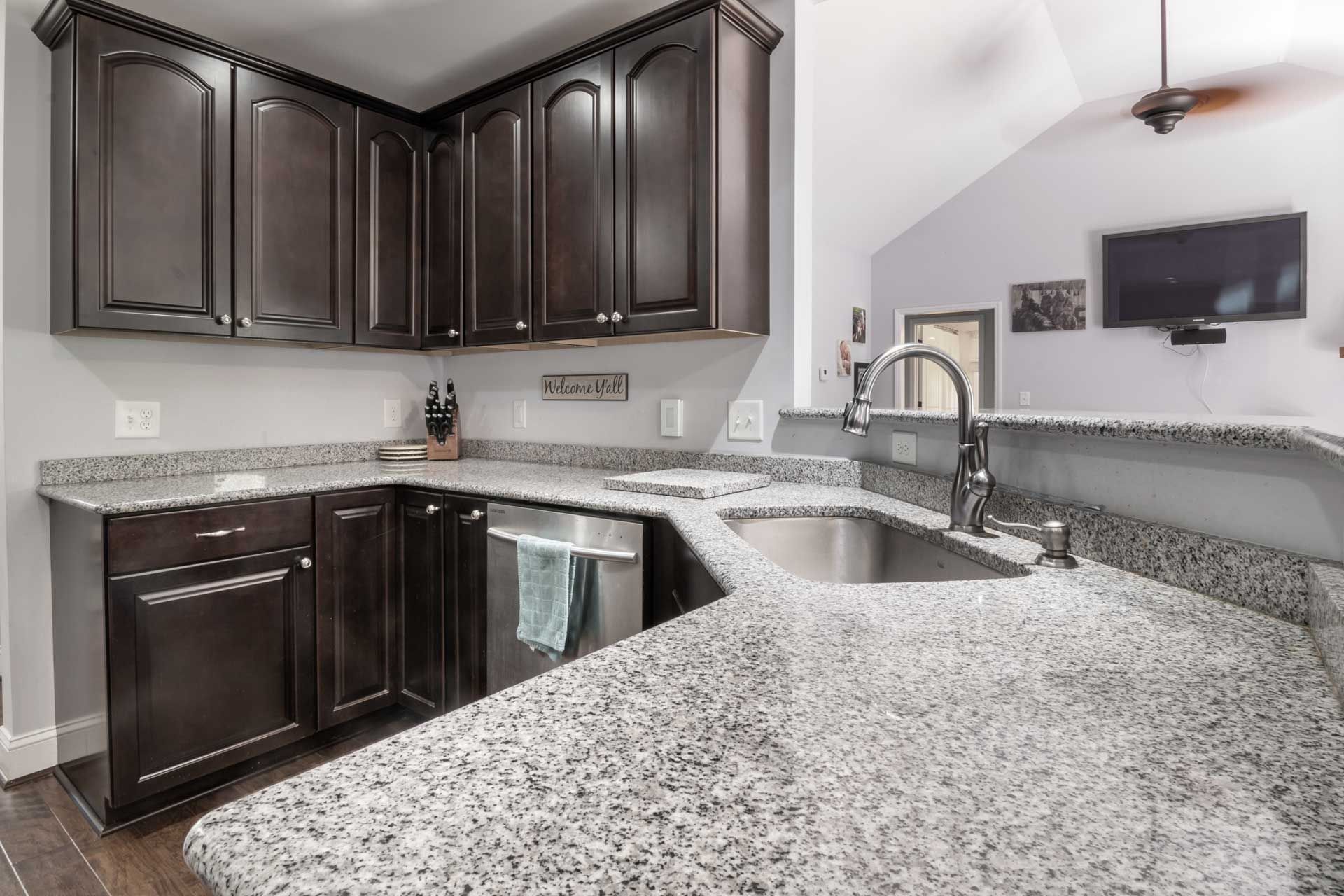 example of granite gray colored countertop