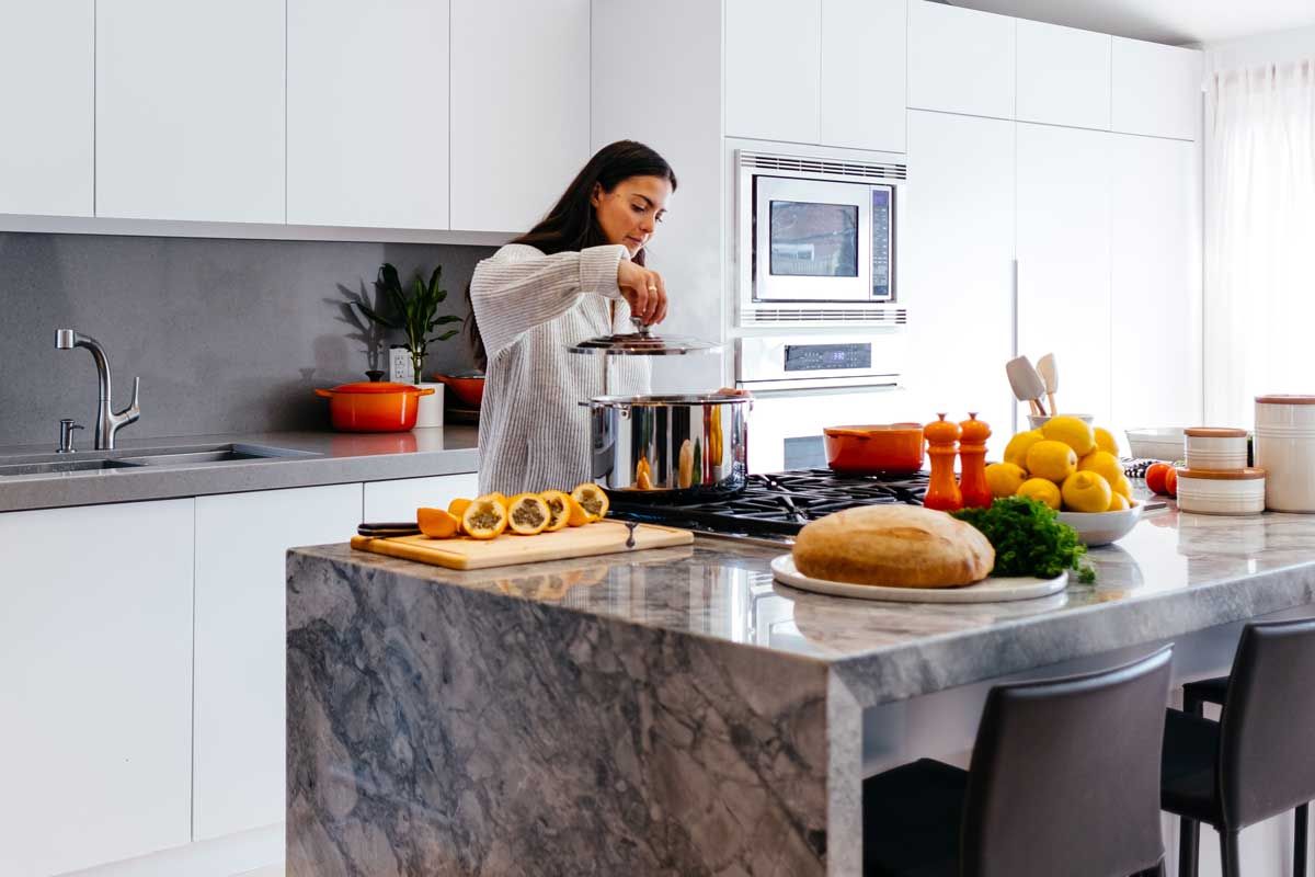 grey marble kitchen island