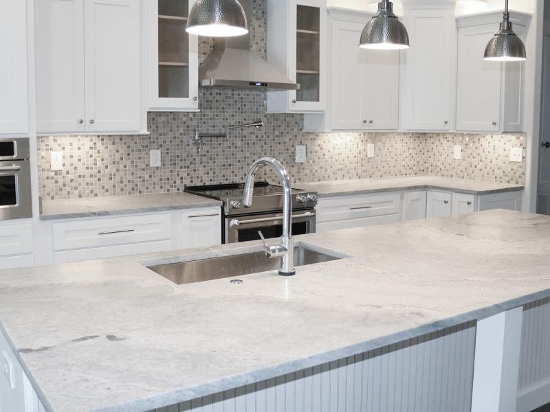 New installed quartz stone countertop.